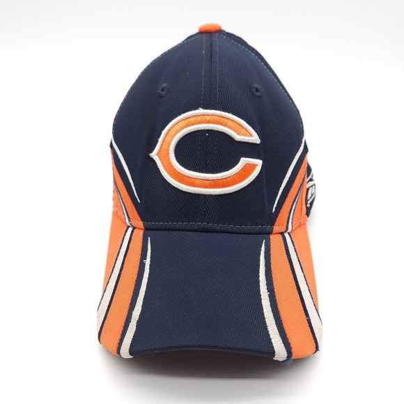 Vintage NFL Chicago Bears Reebok Tiger Stripe Hat Football Cap OSFA Fitted - Picture 2 of 7